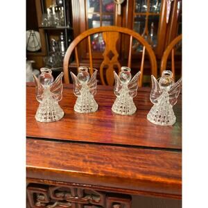 VTG Hong Kong Set of 4 Plastic "crystal" Angel Christmas Ornaments 2.5 in tall